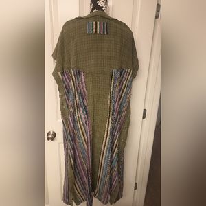 Cardigan khaki and multi strip